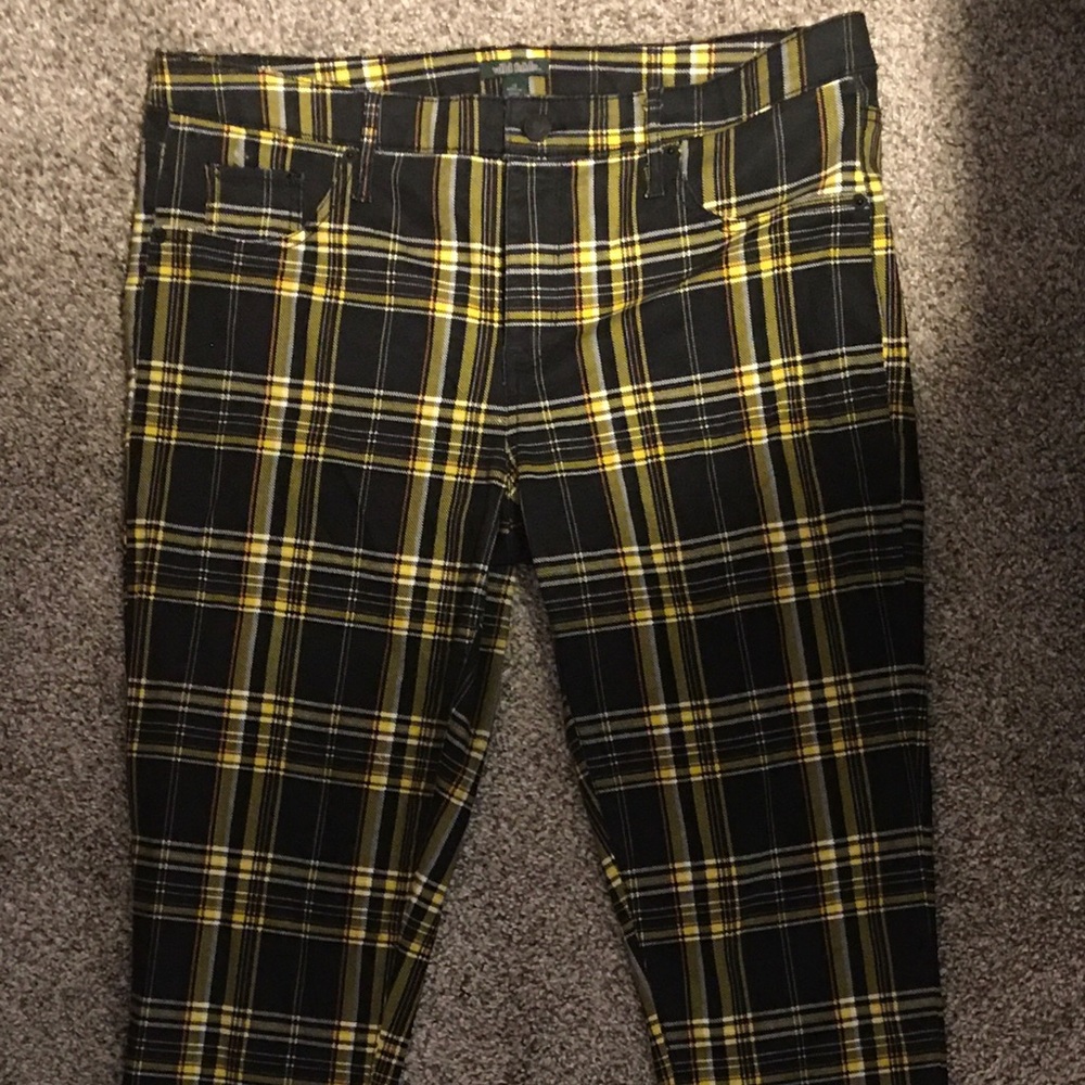 black/yellow plaid wild fable pants